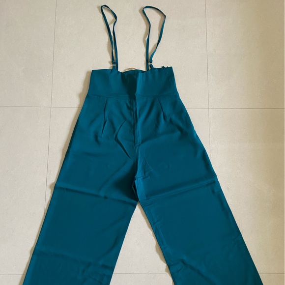 Teal Blue Suspender Pants for Women - Picture 9 of 12